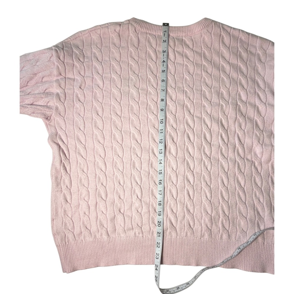 Urban Weekend Pink Cable Knit Teddy Bear Sweater Crewneck Cozy Coquette PreppyXL - Picture 6 of 6